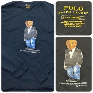 Polo Ralph Lauren Tuxedo Bear Long Sleeve Black T-Shirt Men’s Size Large
